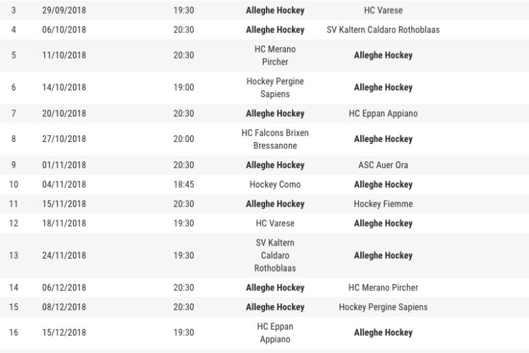 calendario IHL