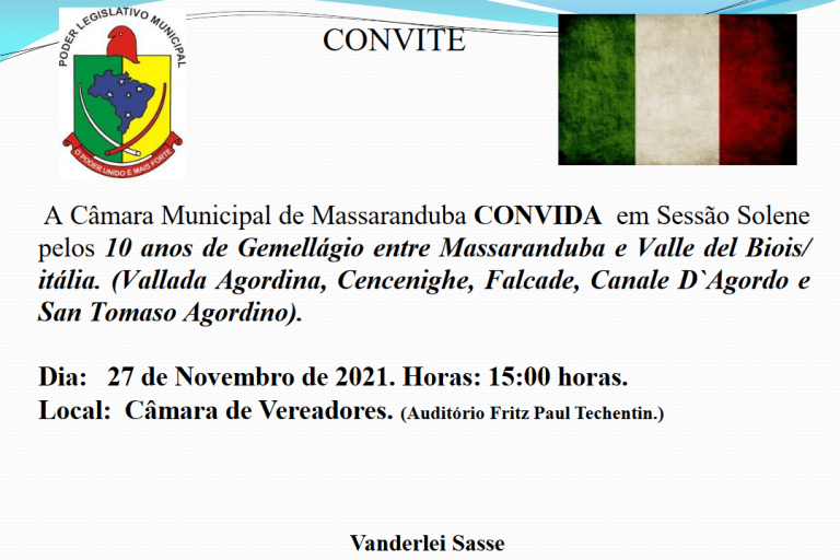 Invito all’incontro per i 10 anni del gemellaggio
