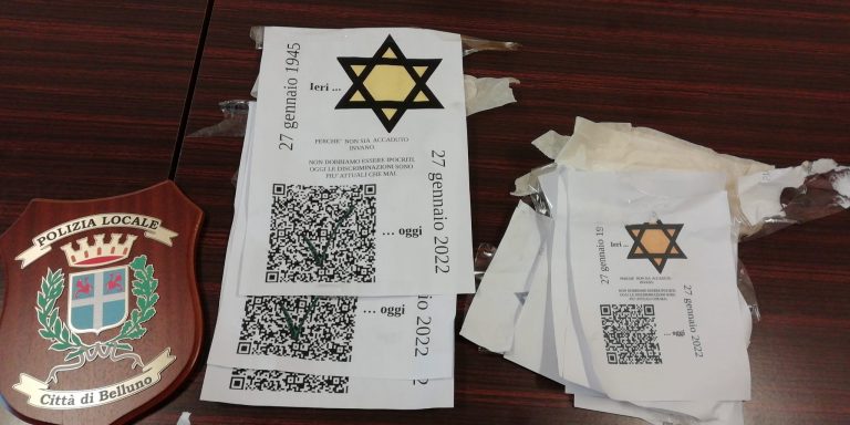 Volantini stelle gialle No Green Pass – Polizia Locale Belluno (1)