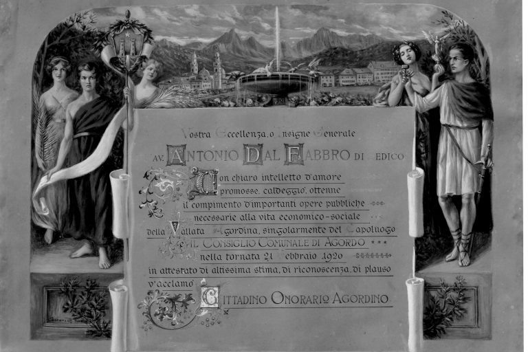 Diploma cittadino onorario Agordo
