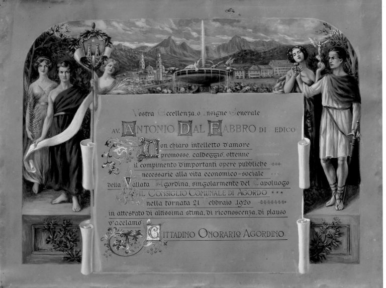 Diploma cittadino onorario Agordo