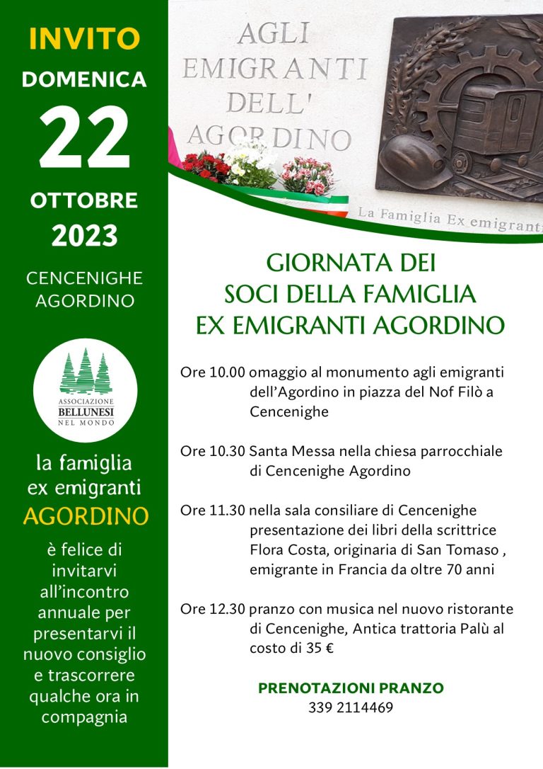 invito pranzo famiglia ex emigranti Agordino